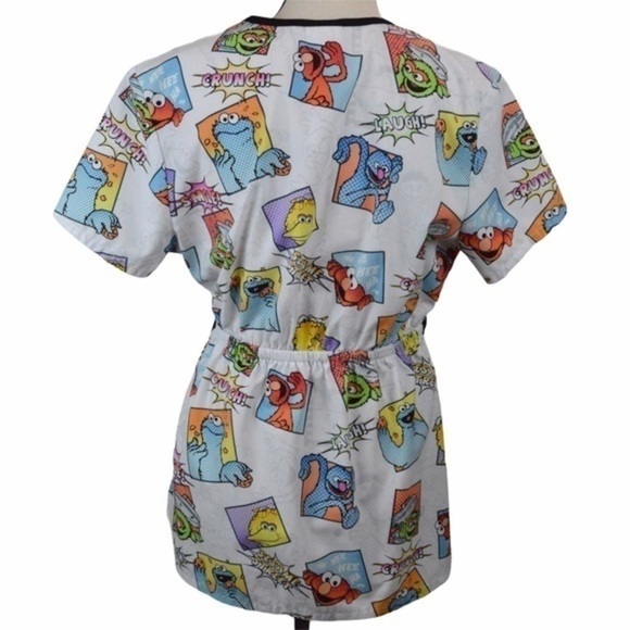 Sesame Street Mock Wrap Scrub Top, Medium - Picture 9 of 11